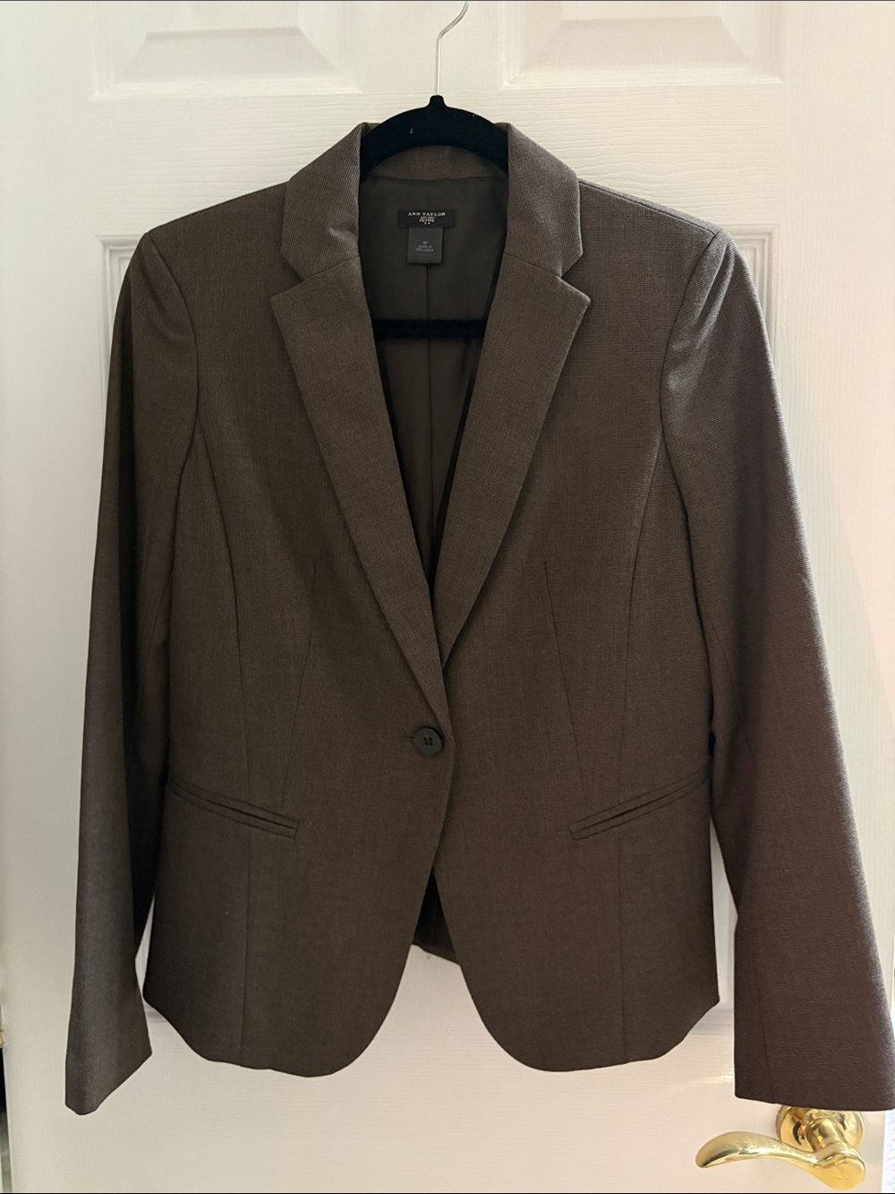 Ann Taylor Brown Single-Button Notch-Lapel Blazer
